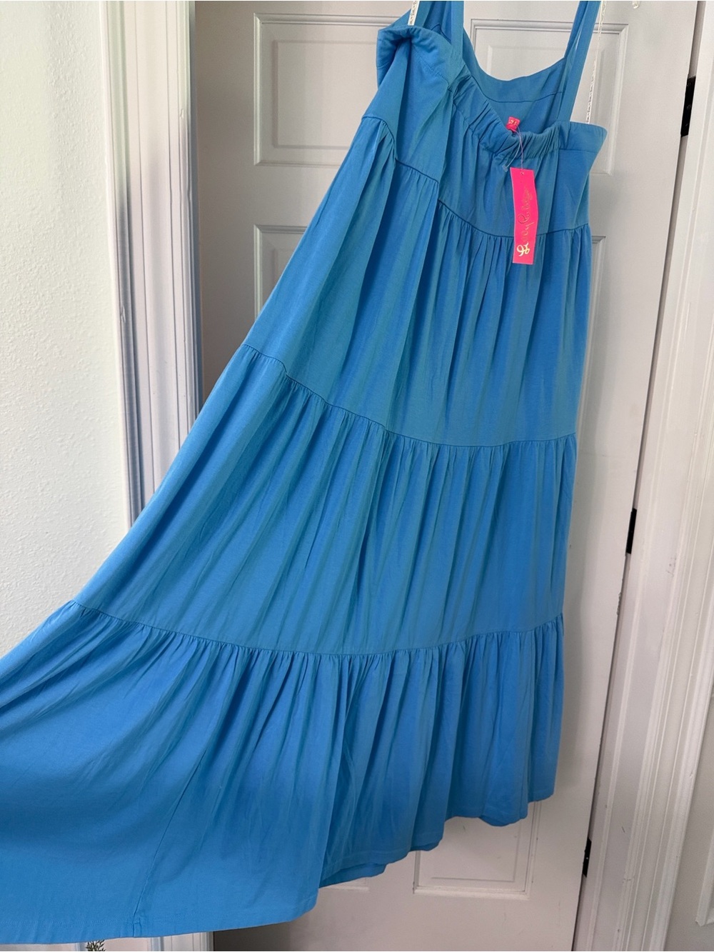 Lilly Pulitzer Bright Blue Tiered Spaghetti-Strap Maxi Dress